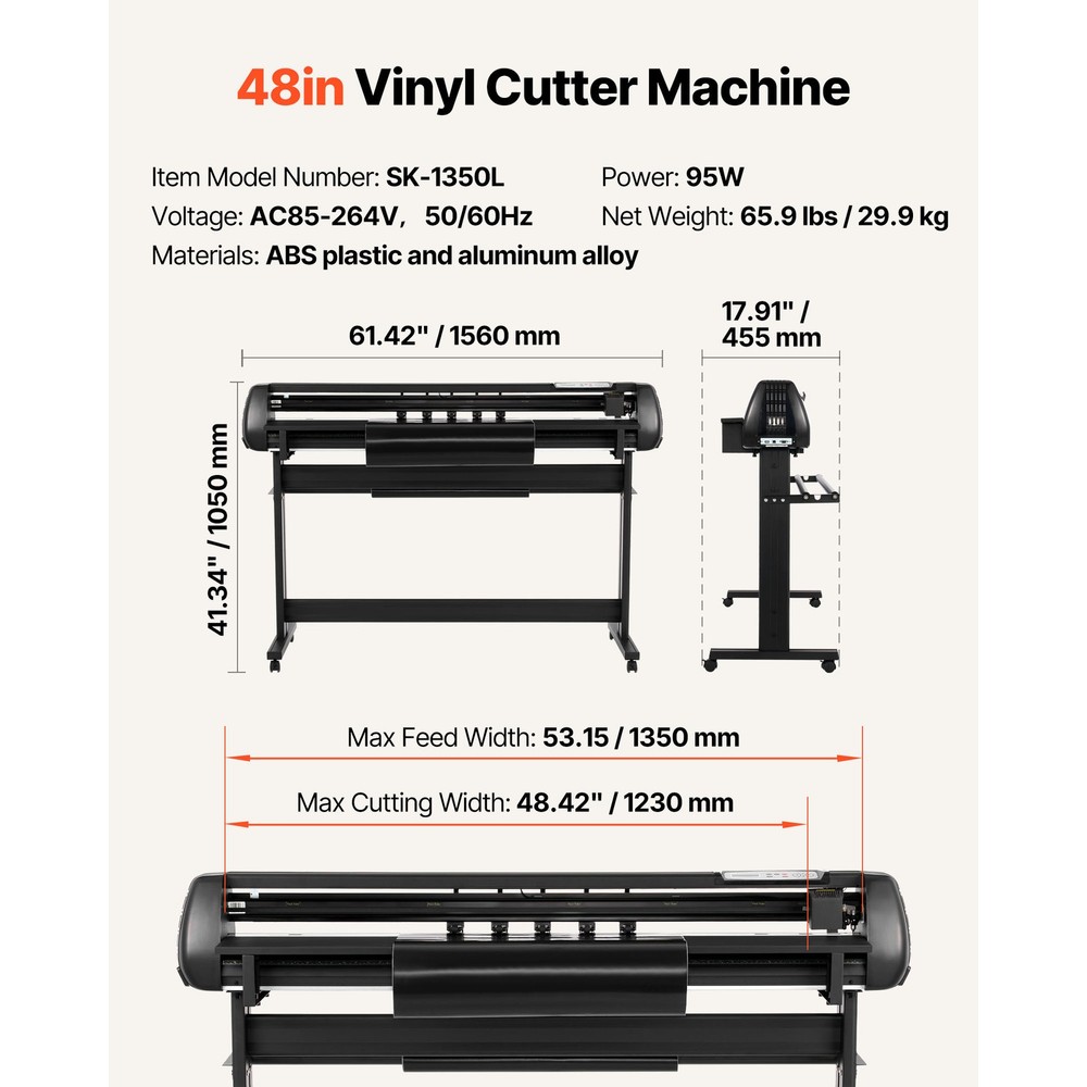 Uimoso 53-Inch Vinyl Cutter Machine and Plotter Printer Bundle with Feed Width