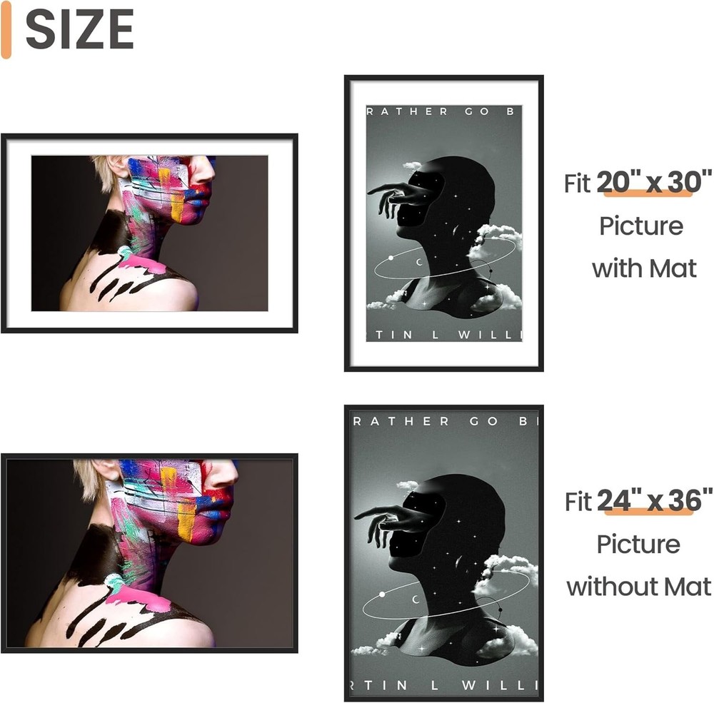 upsimples 24x36 Picture Frame Black 1 Pack