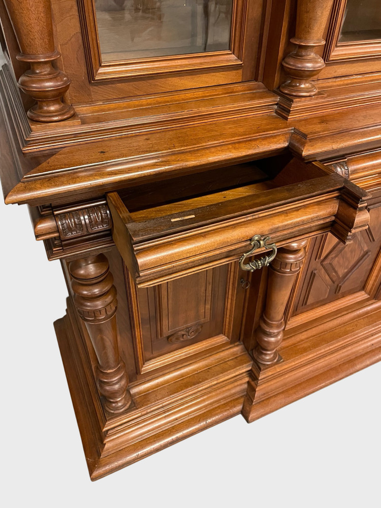 1900 Walnut Renaissance Style Bookcase