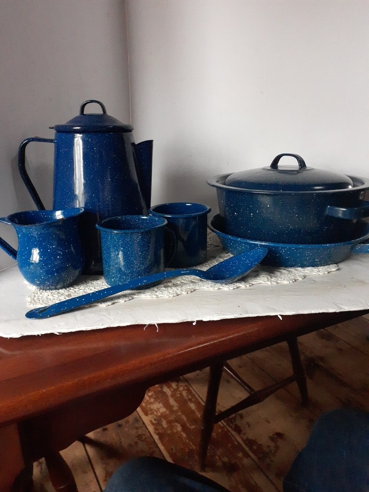 Blue Enamelware CAMPING COOKSET