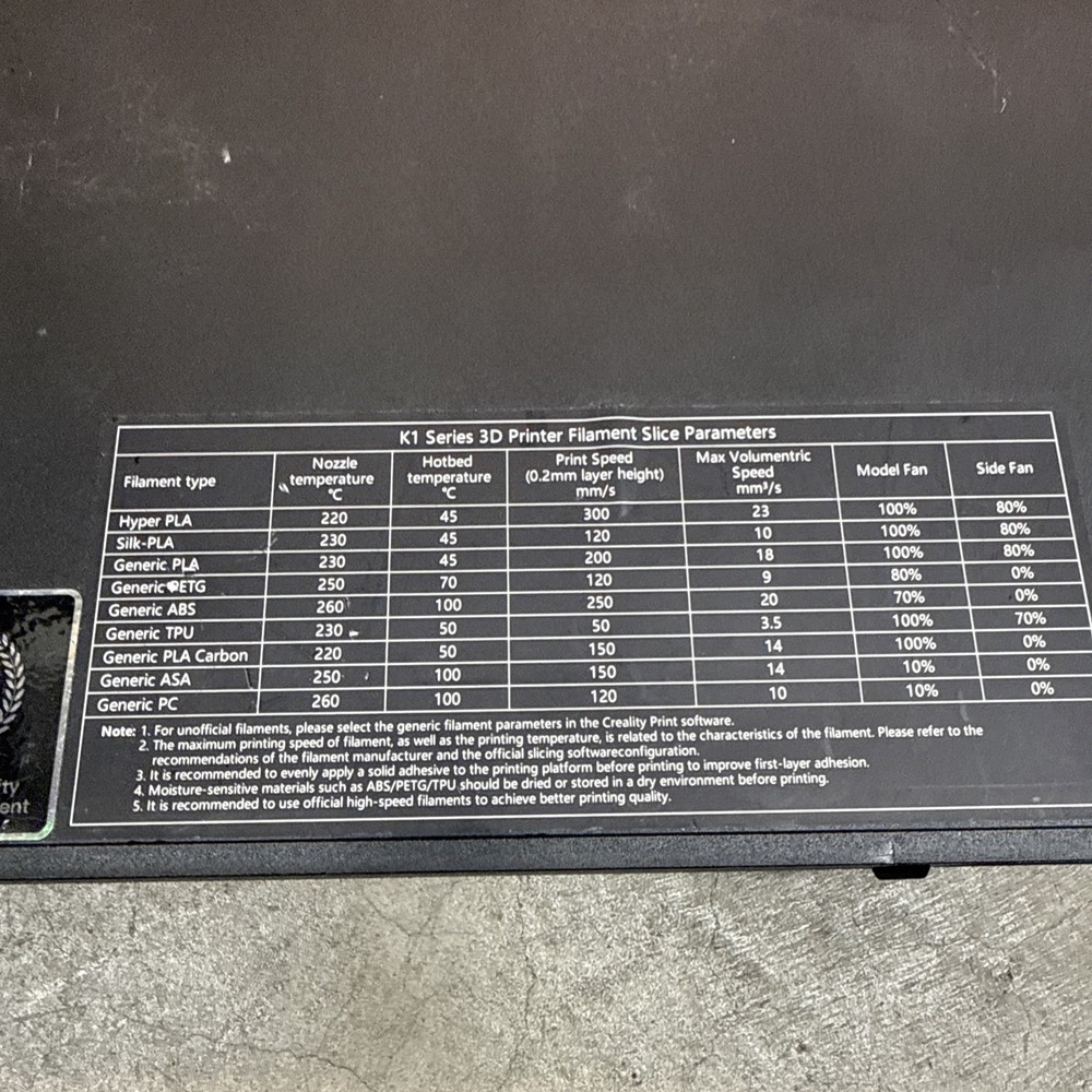 Creality K1 Max 3d Printer Bottom Base