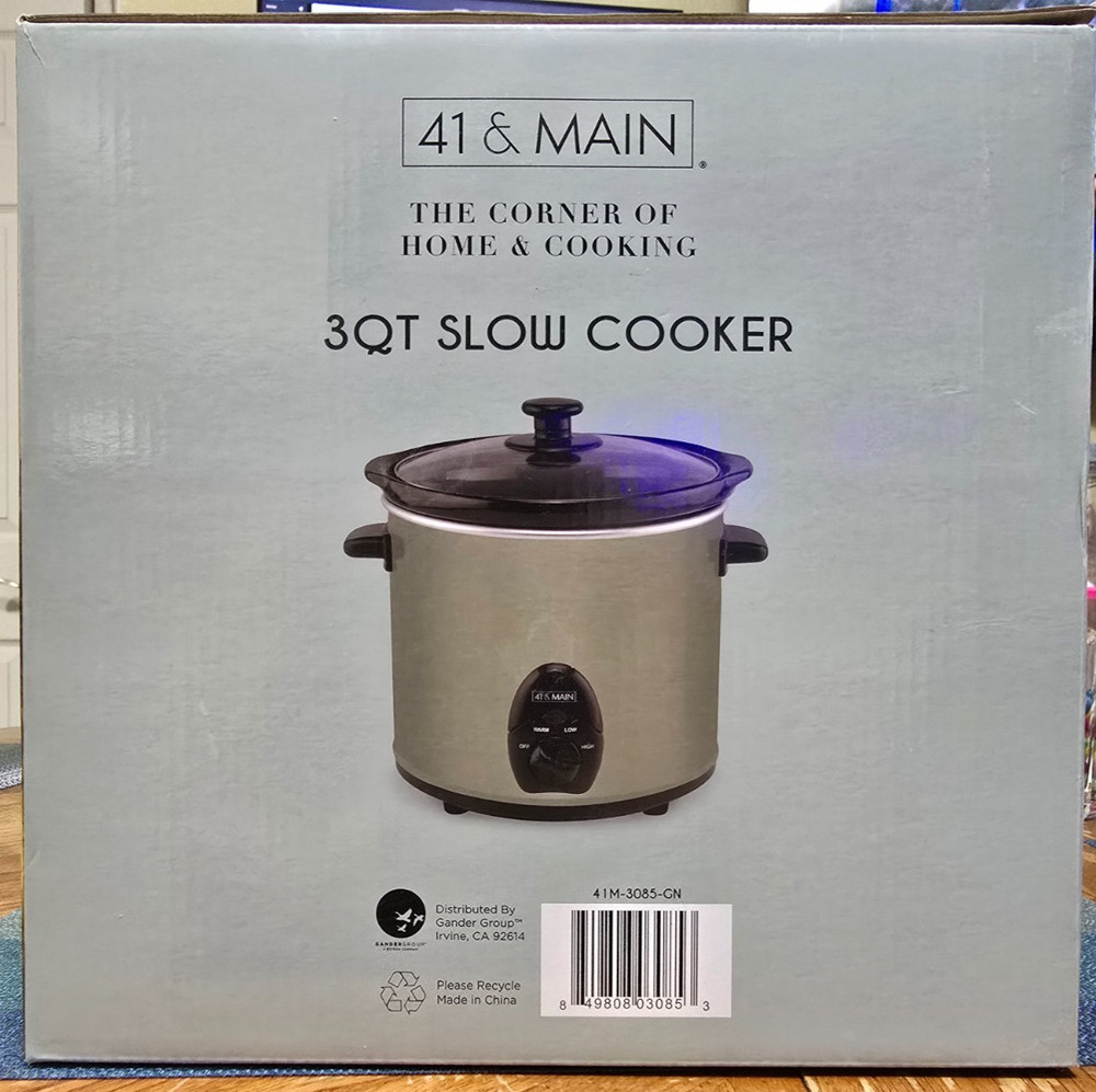 41 and & Main Slow Cooker 3 Three QT Quart
