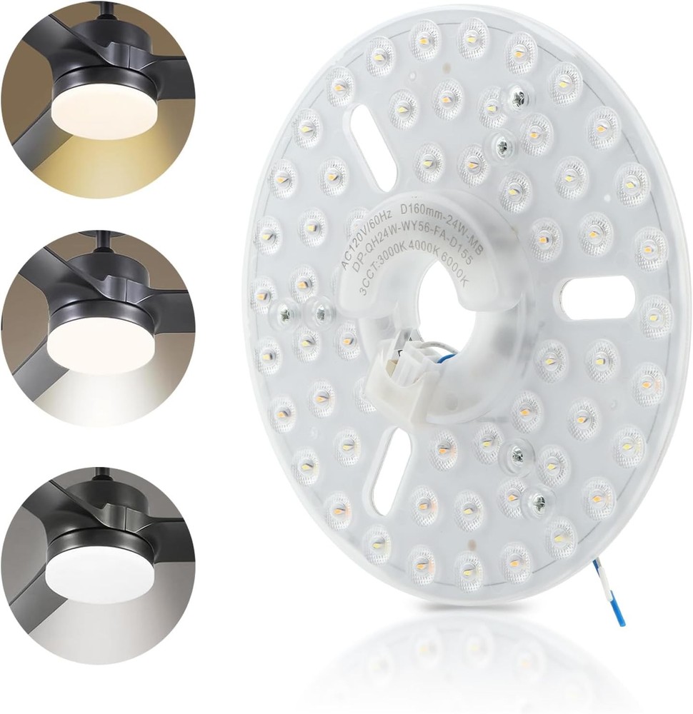 24w 6.2-Inch Ceiling Fan LED Light Replacement, Dimmable LED Retrofit Panel with