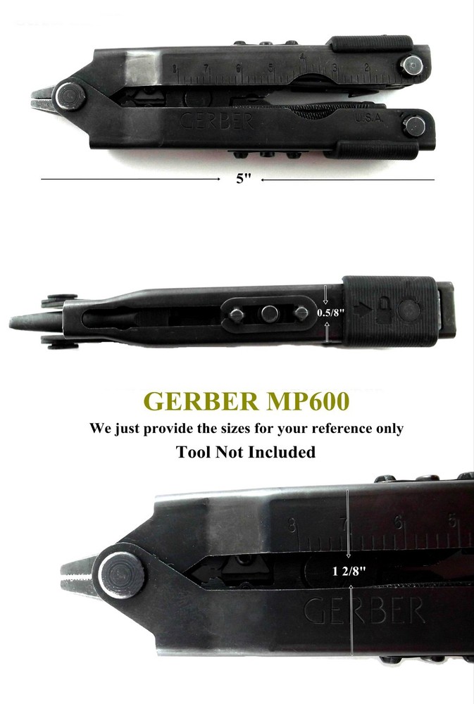 2 BLK Nylon Pouch/ Sheath For Gerber 600 Multi Tool, 5" Folding Knife Flashlight