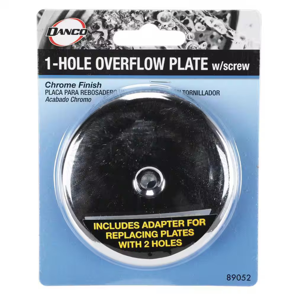 Single Hole Bathtub Drain Overflow Plate with Screw, Chrome