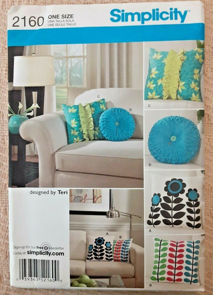 Simplicity Pattern 2160 Pillows Sewing Craft Project UNCUT (H)