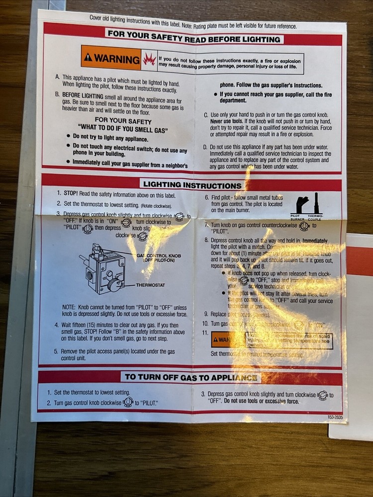 New White-Rodgers 37C63U-114 Water Heater Gas Valve / Thermostat