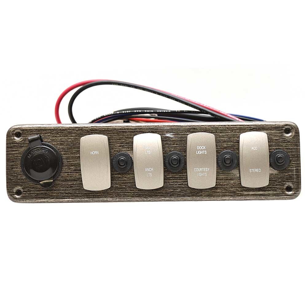 Premier Pontoon Boat Console Switch Panel | 10 1/8 x 2 3/4 Inch 12V