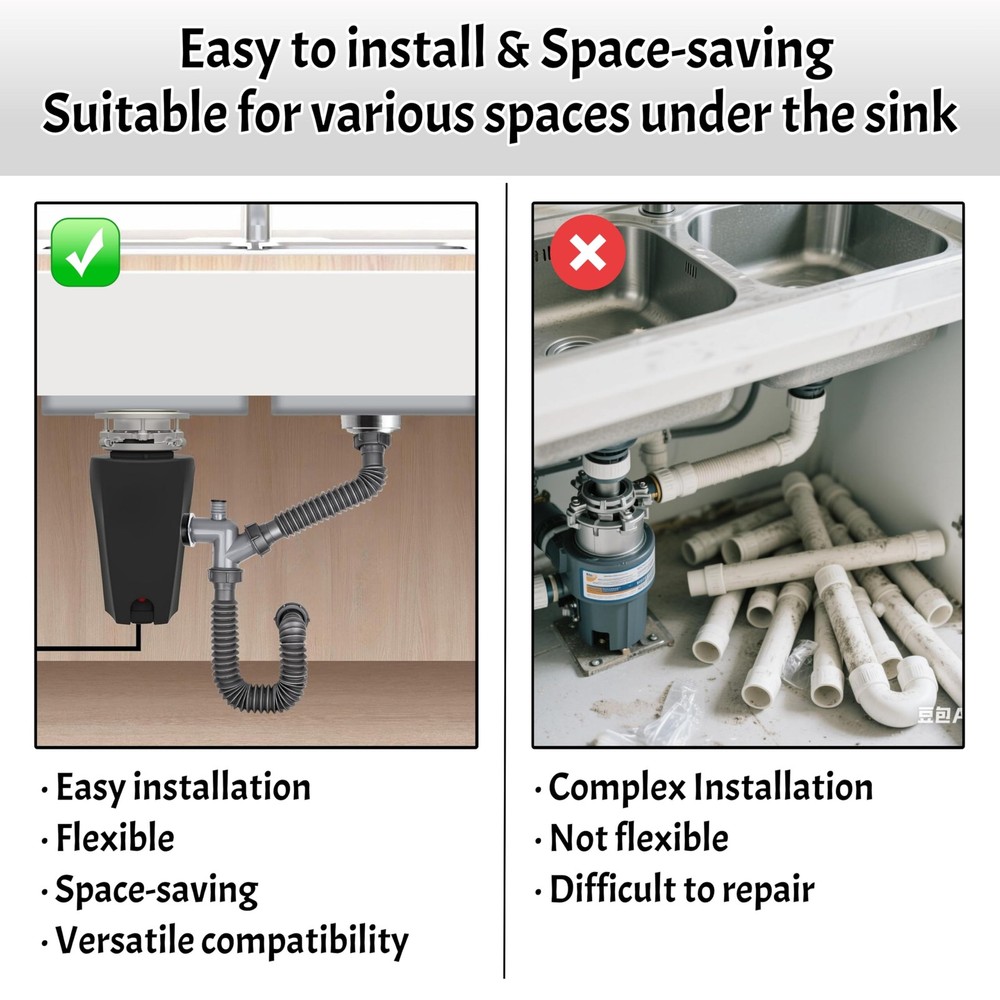 COLDDD Garbage Disposal Drain Kit, Elbow Replacement, 1-1/2" Pipe Gray