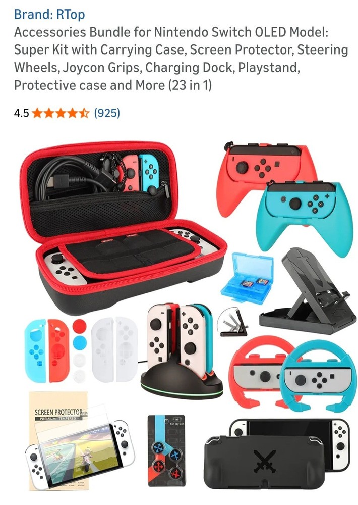 Accessories Bundle for Nintendo Switch OLED Model: Super Kit with Carrying Case,