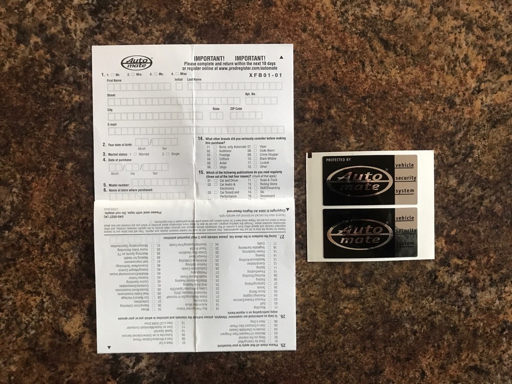 2005 2006 AutoMate Remote Start Keyless Entry System Owners Guide - Model AM7