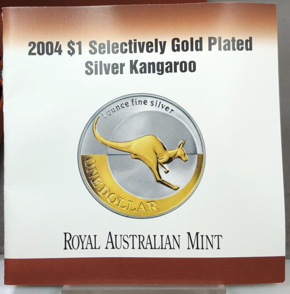 2004 $1 Selectively Gold-Plated Silver Kangaroo 1 Troy Ounce