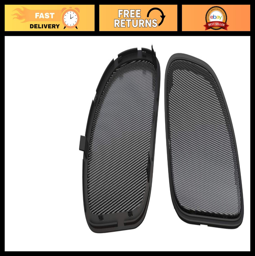 Black Front Speaker Grills (2 Pack) for 2015-2024 Harley Road Glide Models - Dur