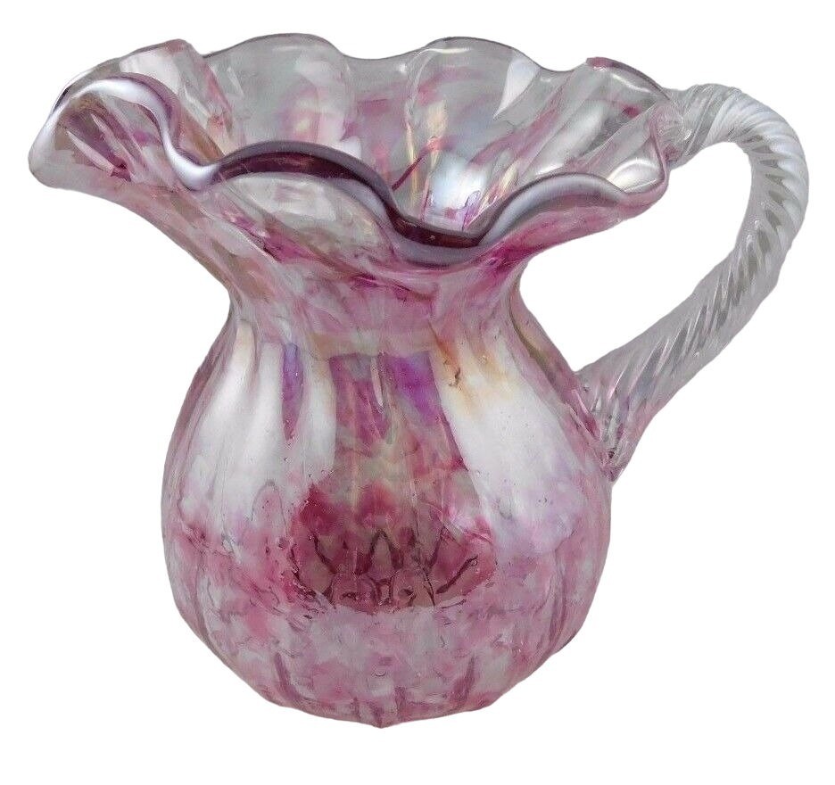 Iridized Ruffle Top with Twisted Handle Pitcher
