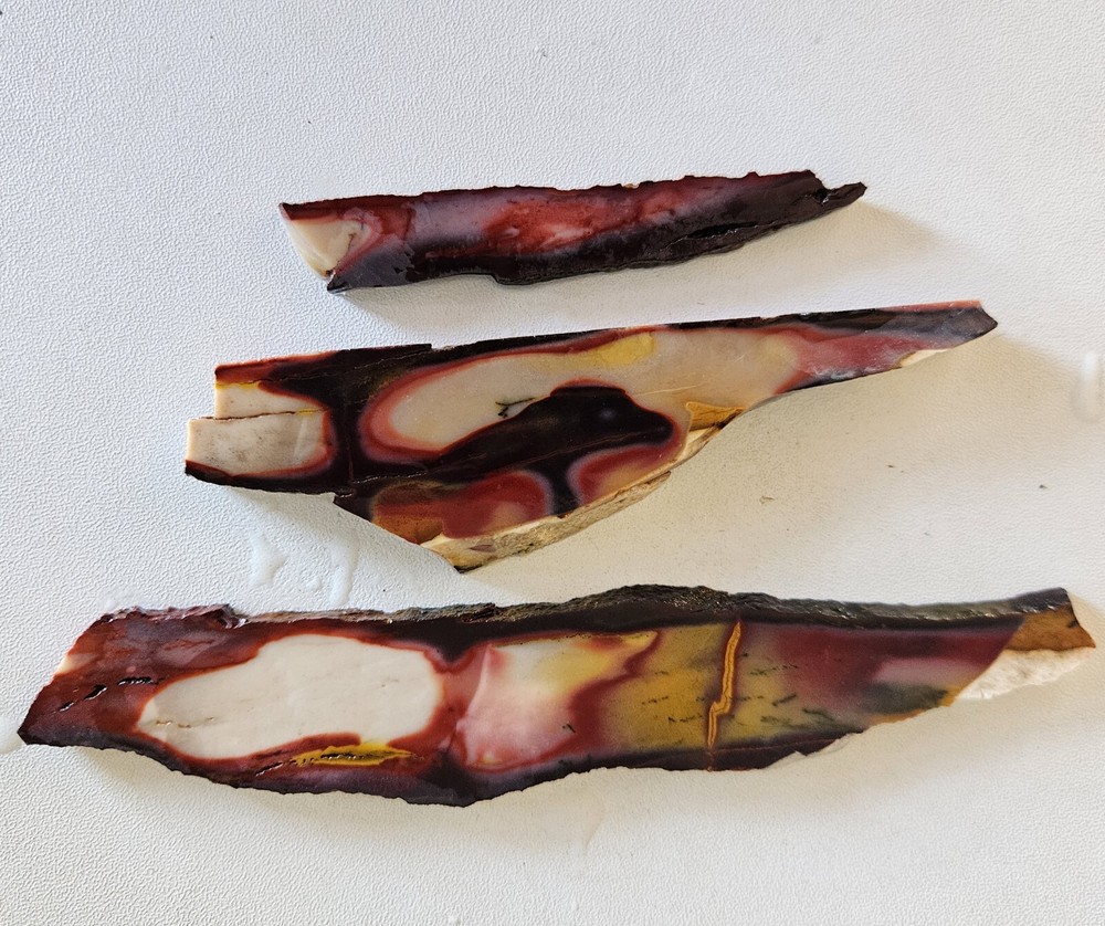 Three Lapidary Slabs Mookaite 86 Grams