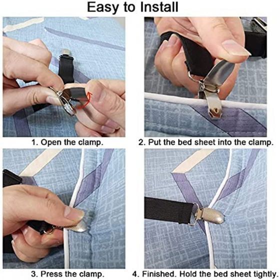 8 Pack Bed Sheet Clips with Strong Grip - Durable Triangle Design Fasteners