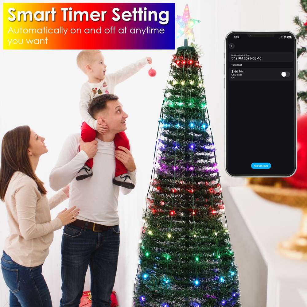 Waterproof LED Lights Collapsible Christmas Tree Light with Remote App Control