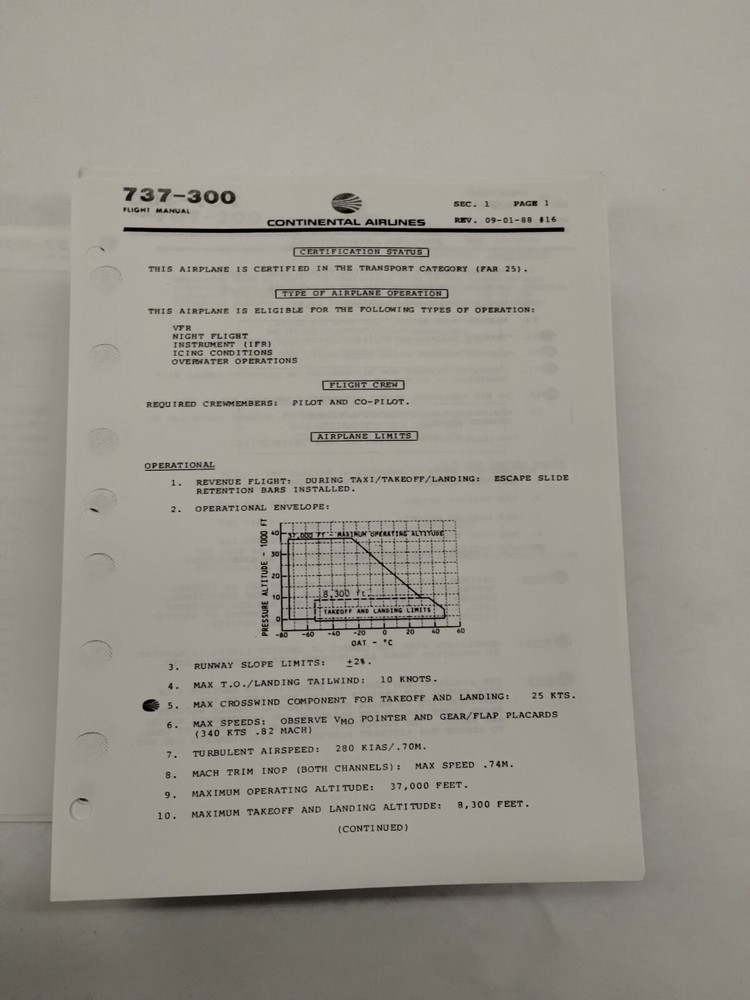 Continental 737-300 Flight Manual 1990-Copy