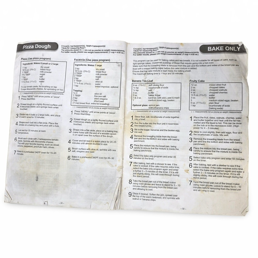Panasonic SD-YD250 Bread Bakery Automatic Bread Maker Manual and Recipes