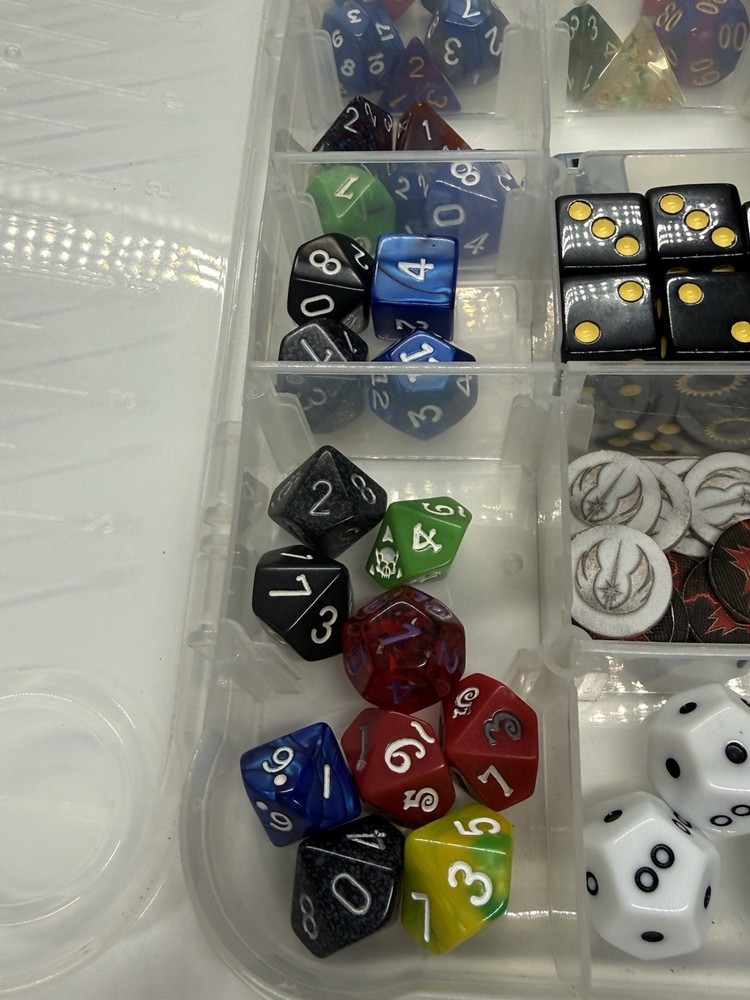 Huge Mixed Dice Lot RPG D&D Polyhedral Assorted Colors + Case Bundle