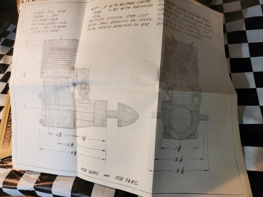 Vintage Fox 60 RC Blue Head Race Model Plane Engine Control Line Airplane w/Box