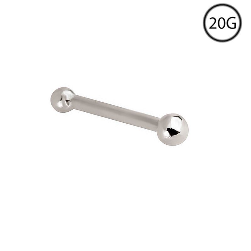 14K Solid White Gold Nose Bones Studs Rings 1.5mm Ball