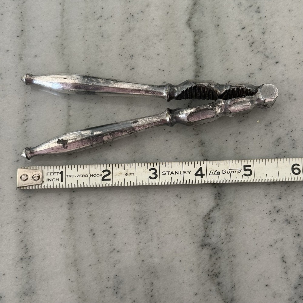 Antique Nut Cracker 5-1/2" 19th Century Victorian Silver-Plated