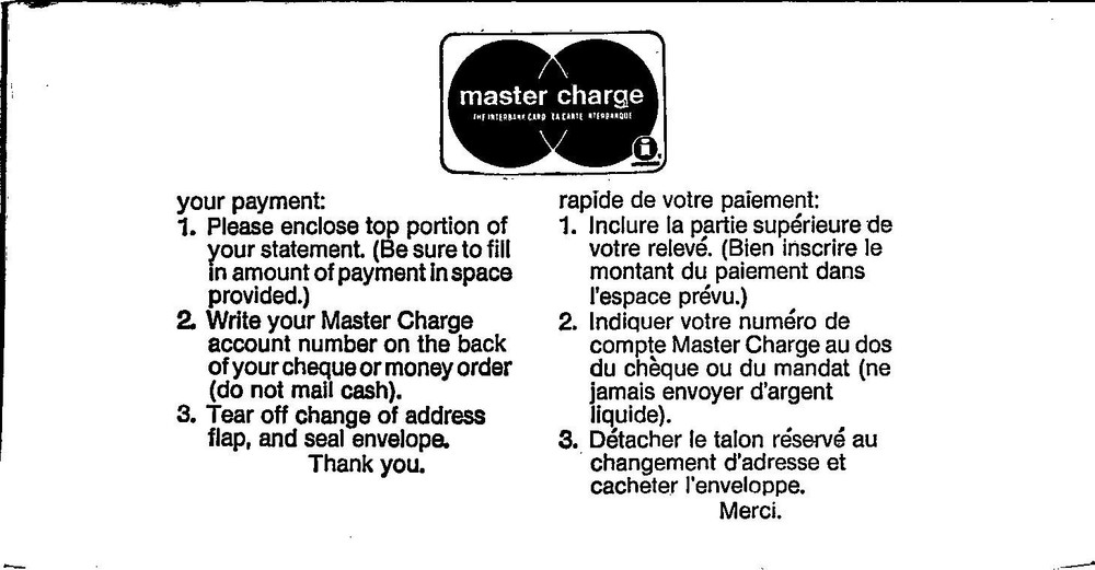 Canada 1980 Master Charge Payment Centre - Toronto - A02107