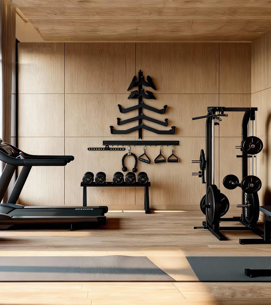 Lat Pull Down Bar Storage Rack Wall Organizer Fits Cable Attachments Gym