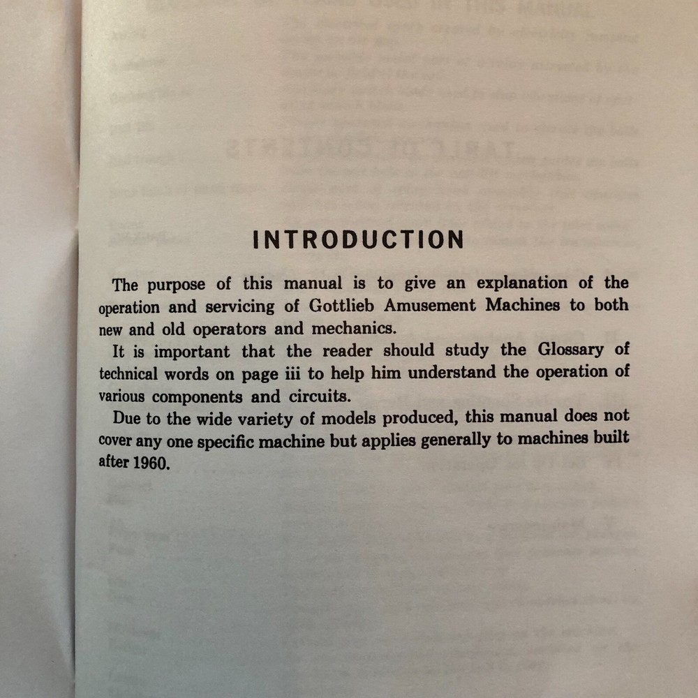 D. Gottlieb & Co. Instruction & Service Manual
