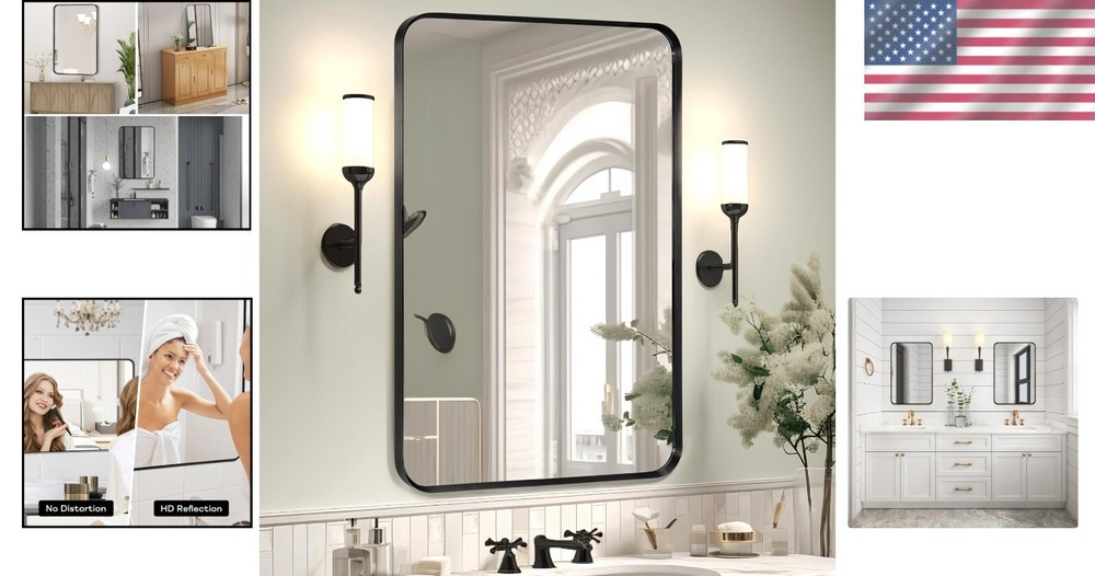 Stylish 24"x36" Rectangular Wall Mirror with Shatterproof Glass - Black Frame