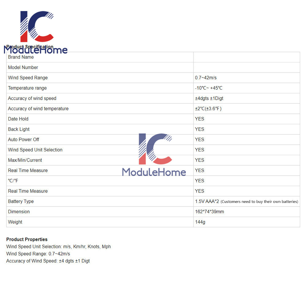 Digital Cup Anemometer Compass Measure Wind Temperature 360°Rotating + Backlight