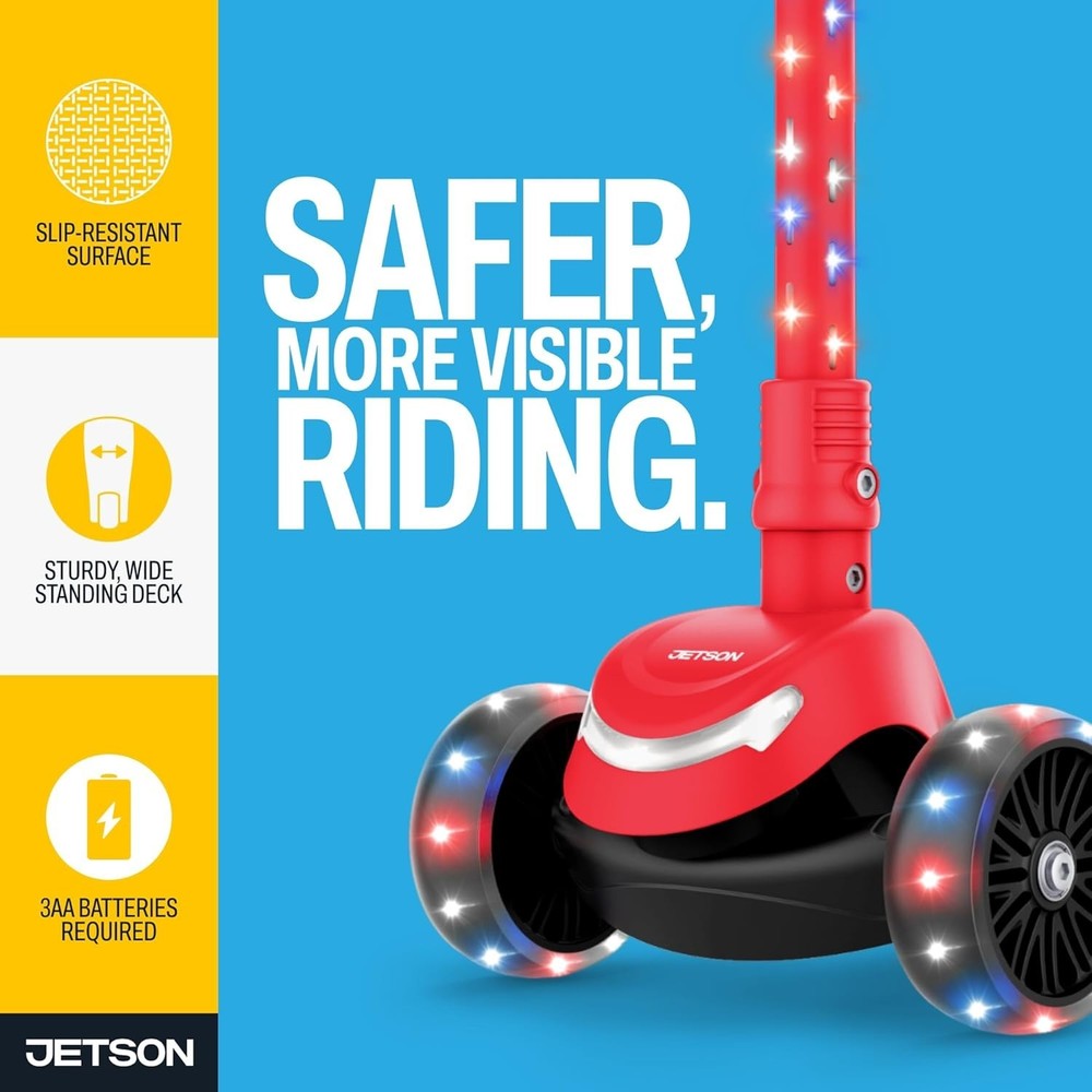 Jupiter Mini 3-Wheel Light-Up Kick Scooter - Adjustable & Foldable for Ages 3+