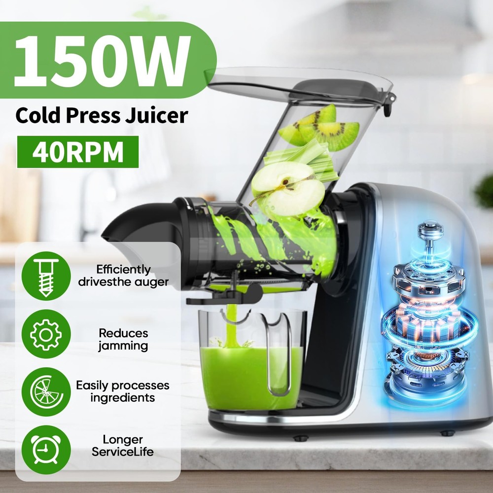 Cold Press Juicer Machines,Slow Masticating Juicer Extractor Soft/hard Mode, 3.6