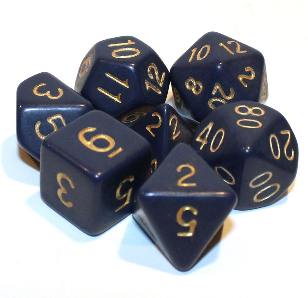 7 Piece Opaque Polyhedral Dice Set w/ Bag – Dreamless Night