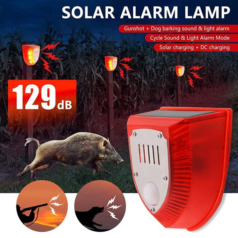 Solar Security Light with Alarm & Motion Sensor Animal Deterrent