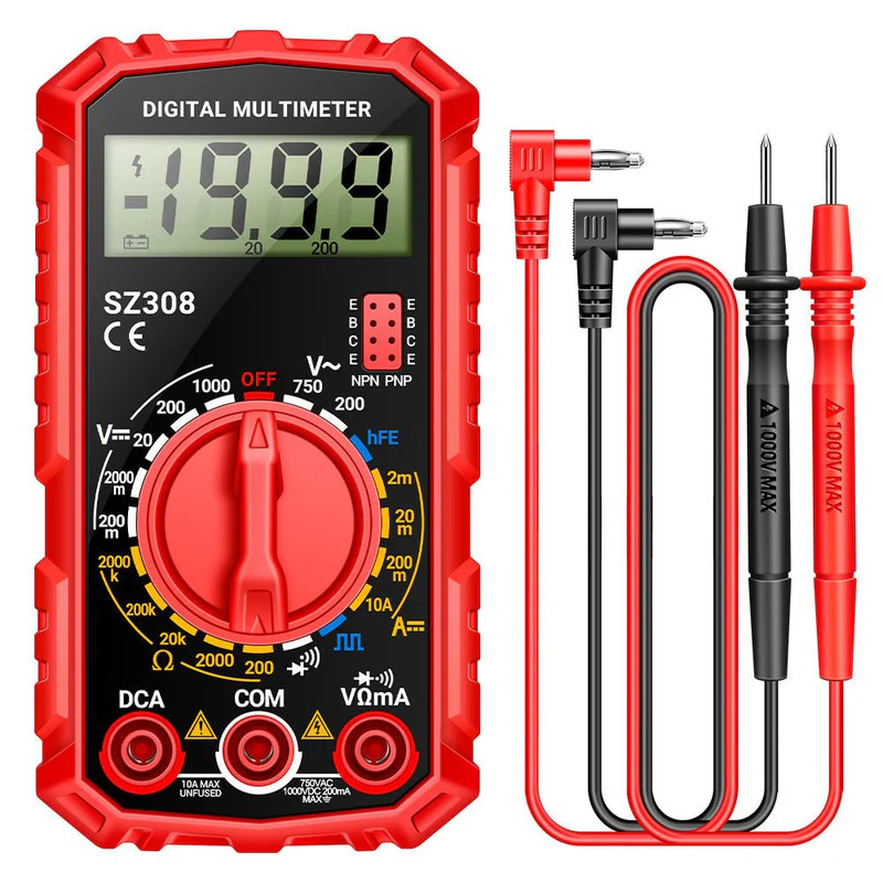 Digital Multimeter LCD Voltmeter Ammeter Ohmmeter Volt AC DC Tester Leads Meter