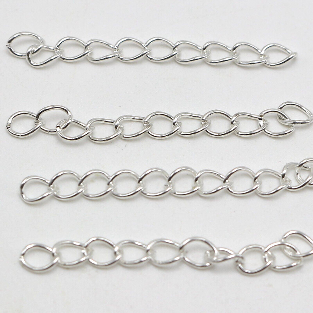 100 Silver Plated Extended Extension Jewelry Chains Tail Extender Finding