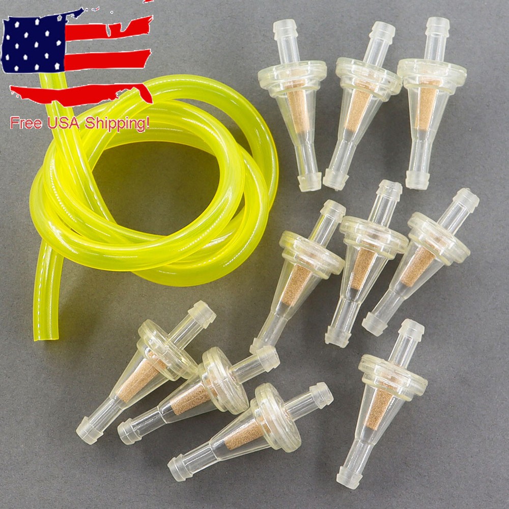 10x Universal Motorcycle Mini Engine Inline Carb Visual Fuel Filter 1/4" Line