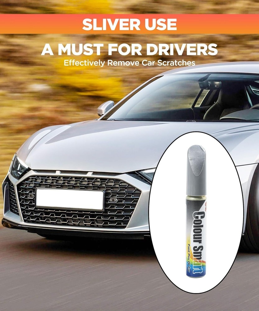Silver Touch Up Paint Pen for Cars - Fast-Drying Scratch Fixing Solution