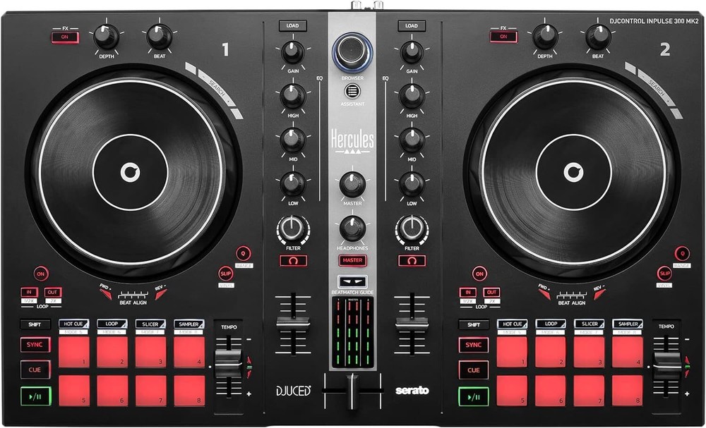 Hercules DJControl Inpulse 300 2-Deck USB DJ Controller, Serato DJ Lite & DJUCED