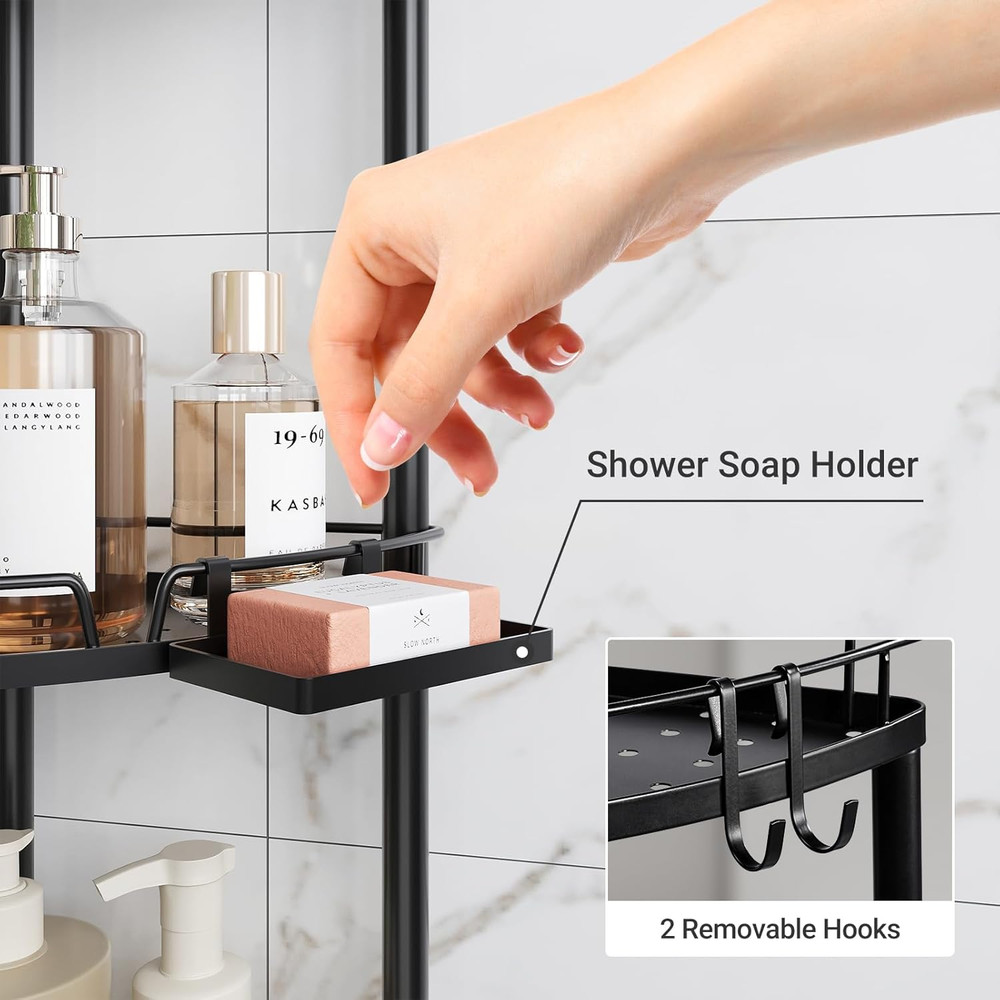 Corner Shower Caddy Standing, 4 Tier Rustproof Metal Shower Organizer with Soap