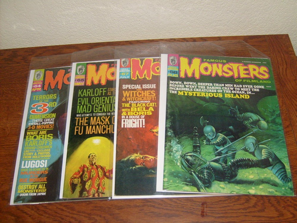 FAMOUS MONSTERS #64, 65, 67, 68.. WARREN MAGAZINES