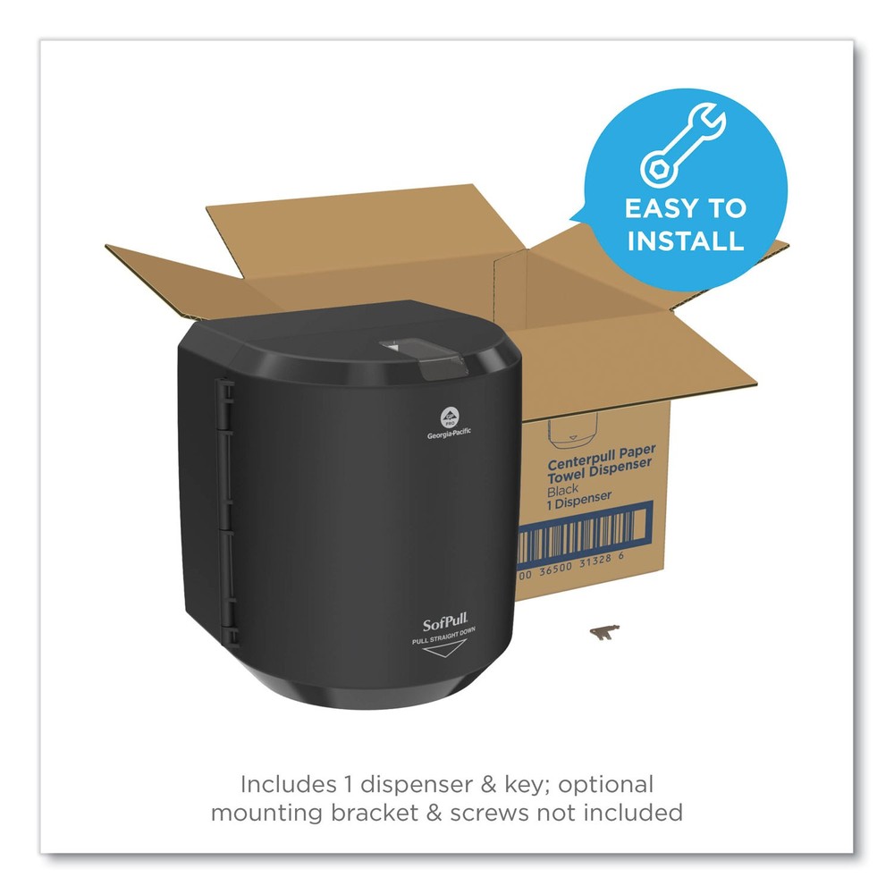 SofPull CenterPull Hand Towel Dispenser, 9.63 x 8.88 x 10.94, Black