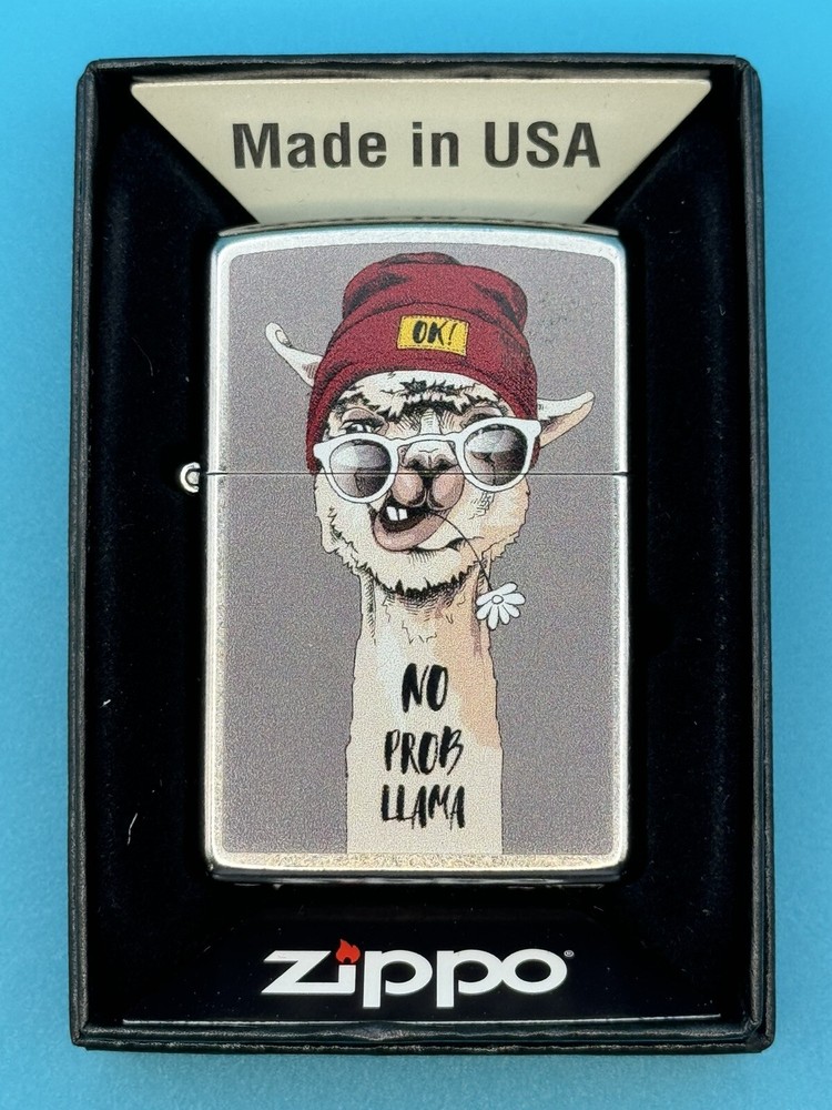 2019 No Prob Llama Chrome Zippo Lighter NEW