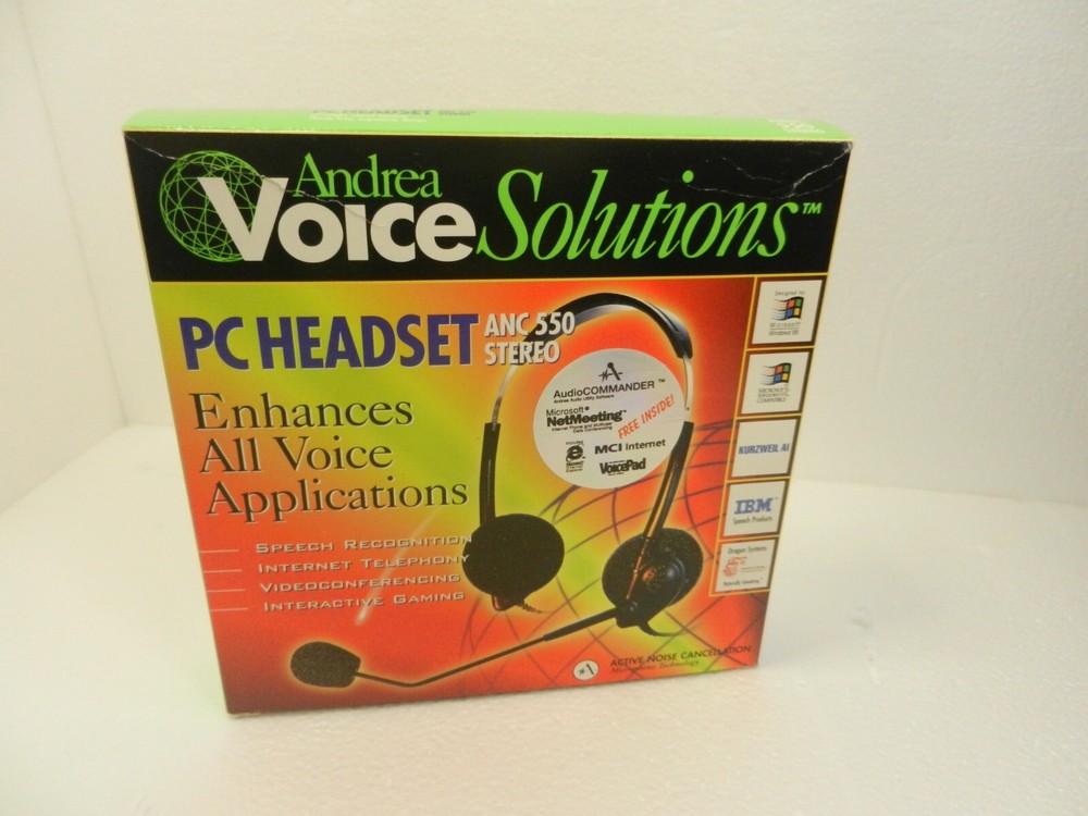 VINTAGE PC -  Andrea VOICE SOLUTIONS - PC Stereo HEADSET - RARE