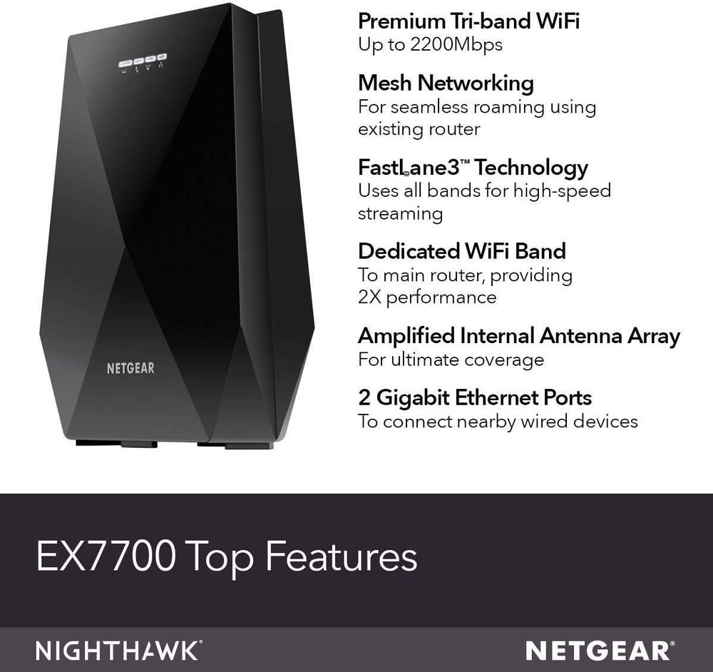 NETGEAR NIGHTHAWK WiFi Mesh Range Extender EX7700 - AC2200
