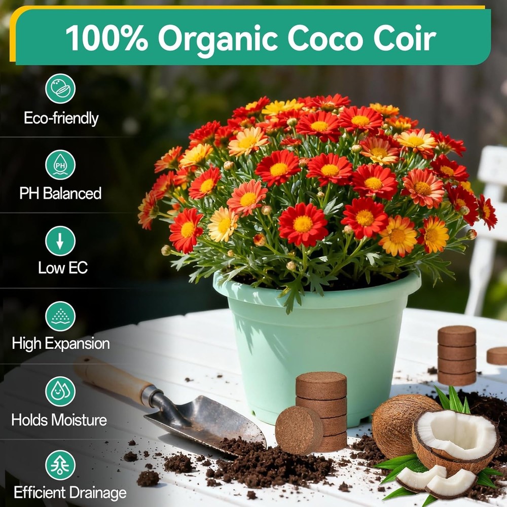 Organic Coco Coir Seed Starter Pellets 50 Pcs
