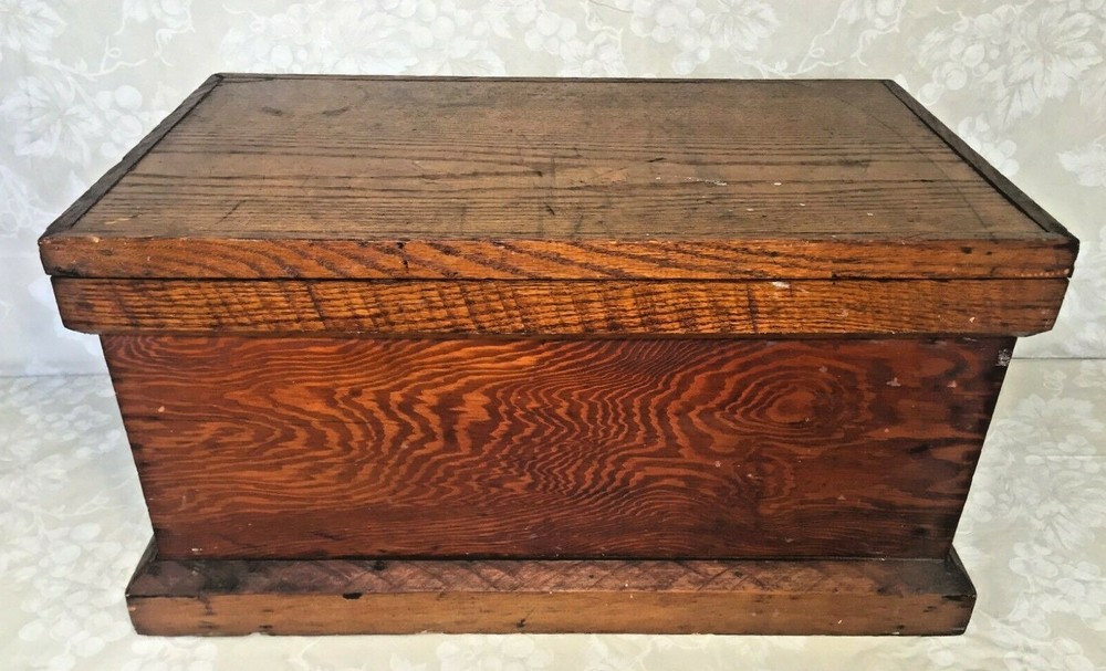 Vintage Tool Chest Handmade 2 Removable Trays Hinged Lid