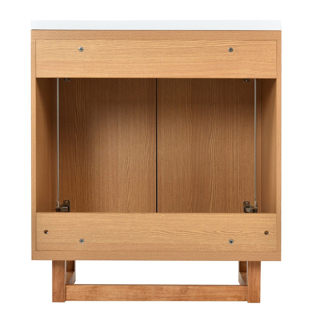 Solid wood frame storage cabinet for bathroom with sink